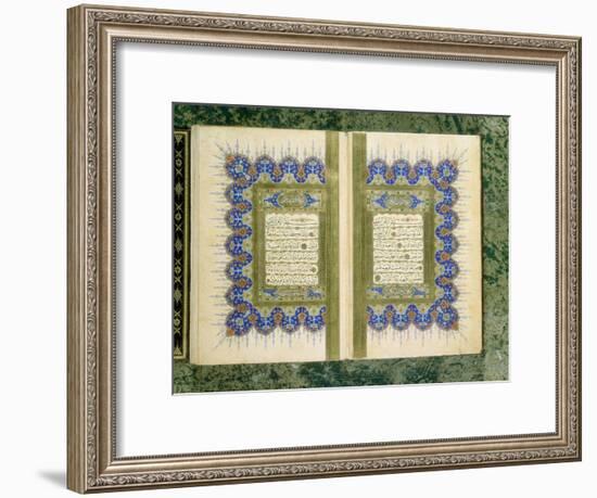 Double Page Spread from a Koran with Marginal Decoration, 1867-null-Framed Giclee Print