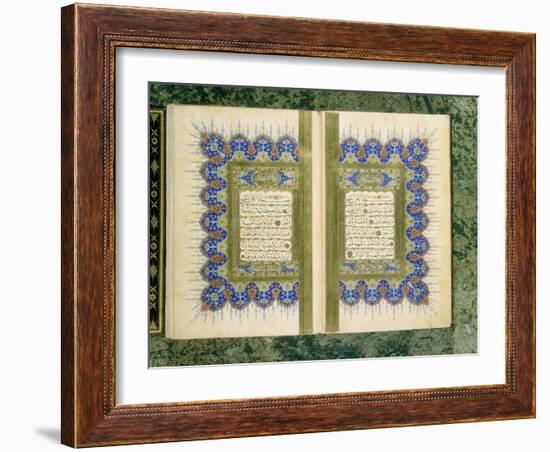 Double Page Spread from a Koran with Marginal Decoration, 1867-null-Framed Giclee Print