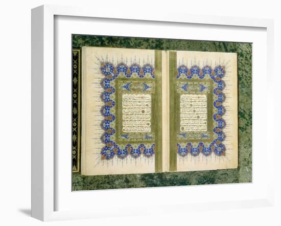 Double Page Spread from a Koran with Marginal Decoration, 1867-null-Framed Giclee Print