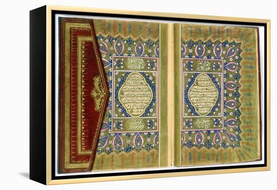 Double Page Spread from a Koran with Marginal Floral Decoration, Turkish, 1855-null-Framed Premier Image Canvas