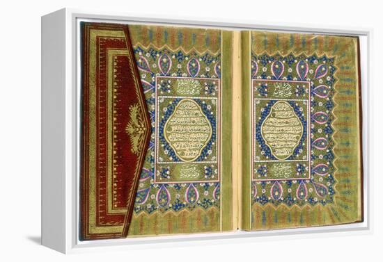 Double Page Spread from a Koran with Marginal Floral Decoration, Turkish, 1855-null-Framed Premier Image Canvas