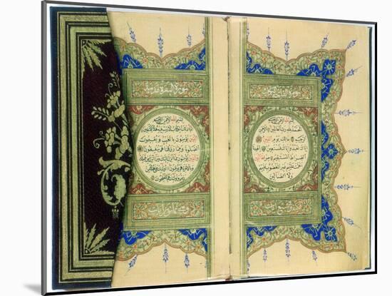 Double Page Spread from a Koran with Marginal Floral Decoration, Turkish, 1882-null-Mounted Giclee Print