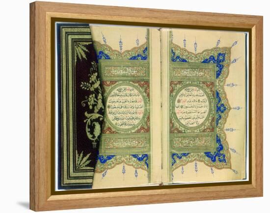 Double Page Spread from a Koran with Marginal Floral Decoration, Turkish, 1882-null-Framed Premier Image Canvas