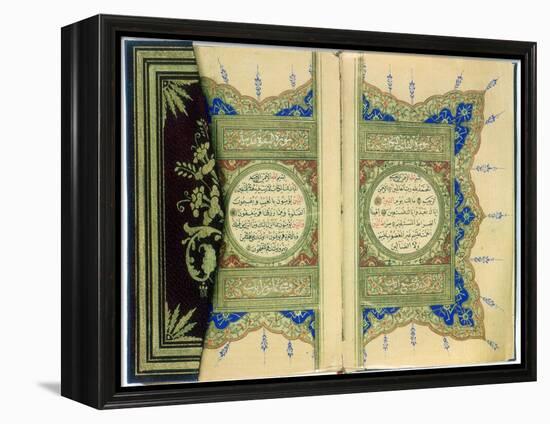 Double Page Spread from a Koran with Marginal Floral Decoration, Turkish, 1882-null-Framed Premier Image Canvas