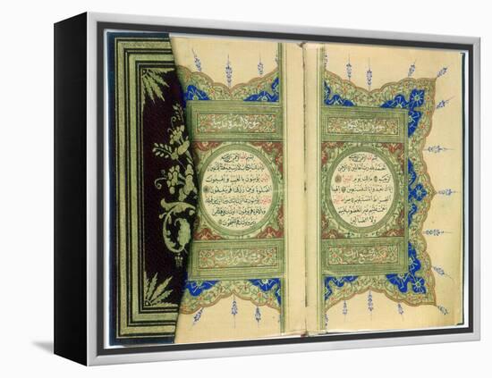 Double Page Spread from a Koran with Marginal Floral Decoration, Turkish, 1882-null-Framed Premier Image Canvas