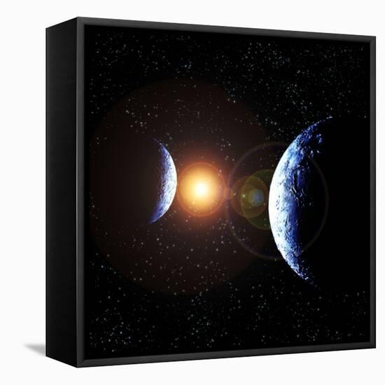 Double Planet-Julian Baum-Framed Premier Image Canvas