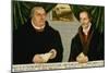 Double Portrait of Martin Luther (1483-1546) and Philip Melanchthon (1497-1560)-Lucas Cranach the Younger-Mounted Giclee Print