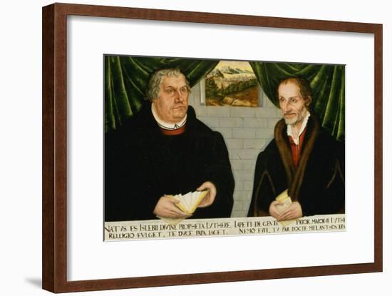 Double Portrait of Martin Luther (1483-1546) and Philip Melanchthon (1497-1560)-Lucas Cranach the Younger-Framed Giclee Print