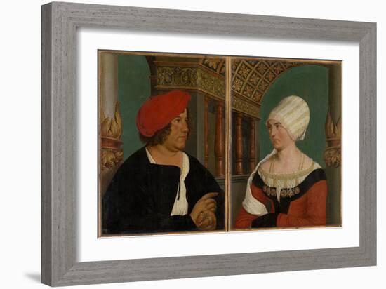 Double Portrait of the Basel Mayor Jacob Meyer Zum Hasen and His Wife Dorothea Kannengiesser, 1516-Hans Holbein the Younger-Framed Giclee Print