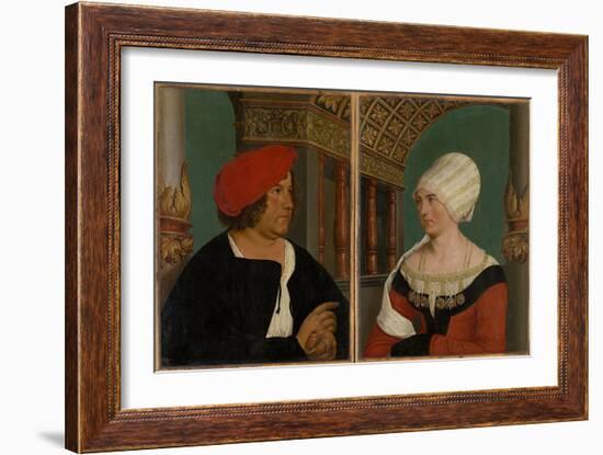 Double Portrait of the Basel Mayor Jacob Meyer Zum Hasen and His Wife Dorothea Kannengiesser, 1516-Hans Holbein the Younger-Framed Giclee Print