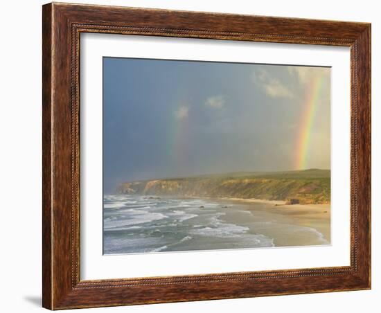 Double Rainbow after Storm at Carrapateira Bordeira Beach, Algarve, Portugal, Europe-Neale Clarke-Framed Photographic Print