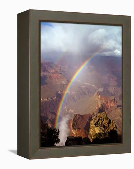 Double Rainbow Forms at Hopi Point, after a Rain Shower at Grand Canyon National Park in Arizona-null-Framed Premier Image Canvas