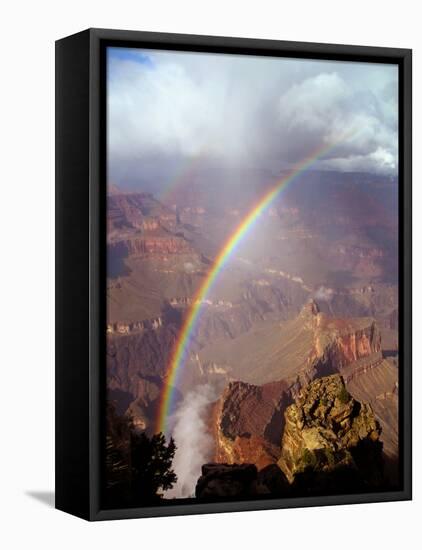 Double Rainbow Forms at Hopi Point, after a Rain Shower at Grand Canyon National Park in Arizona-null-Framed Premier Image Canvas