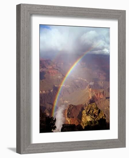 Double Rainbow Forms at Hopi Point, after a Rain Shower at Grand Canyon National Park in Arizona-null-Framed Photographic Print