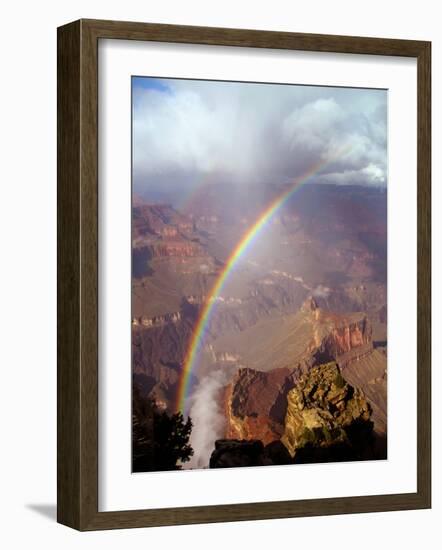 Double Rainbow Forms at Hopi Point, after a Rain Shower at Grand Canyon National Park in Arizona-null-Framed Photographic Print