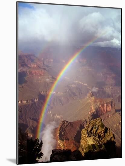 Double Rainbow Forms at Hopi Point, after a Rain Shower at Grand Canyon National Park in Arizona-null-Mounted Photographic Print