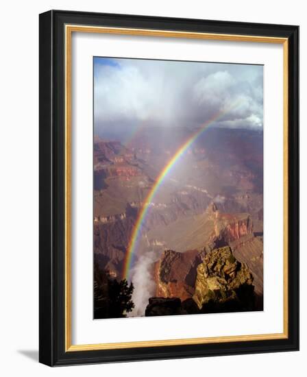 Double Rainbow Forms at Hopi Point, after a Rain Shower at Grand Canyon National Park in Arizona-null-Framed Photographic Print