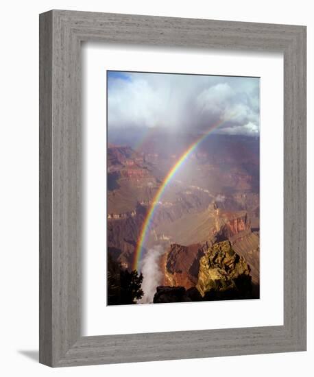 Double Rainbow Forms at Hopi Point, after a Rain Shower at Grand Canyon National Park in Arizona-null-Framed Photographic Print