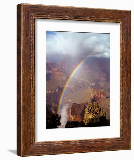 Double Rainbow Forms at Hopi Point, after a Rain Shower at Grand Canyon National Park in Arizona-null-Framed Photographic Print