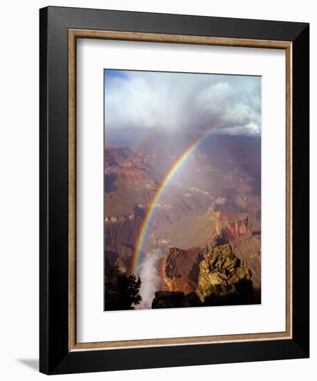 Double Rainbow Forms at Hopi Point, after a Rain Shower at Grand Canyon National Park in Arizona-null-Framed Photographic Print