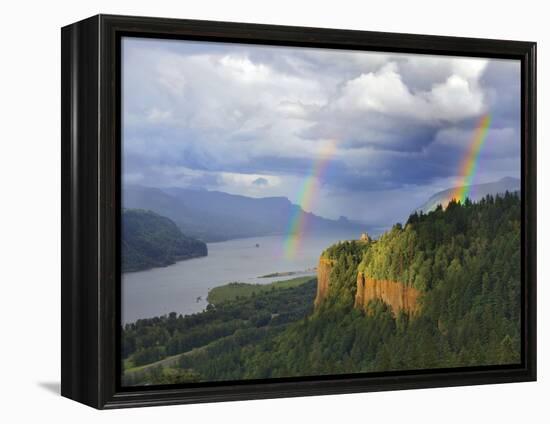 Double Rainbow over Vista House-Steve Terrill-Framed Premier Image Canvas
