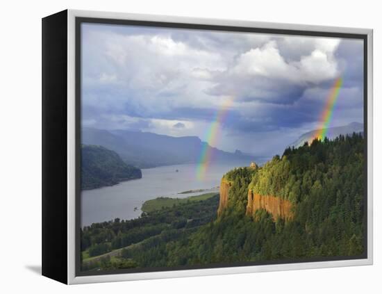 Double Rainbow over Vista House-Steve Terrill-Framed Premier Image Canvas