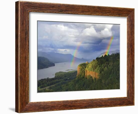 Double Rainbow over Vista House-Steve Terrill-Framed Photographic Print