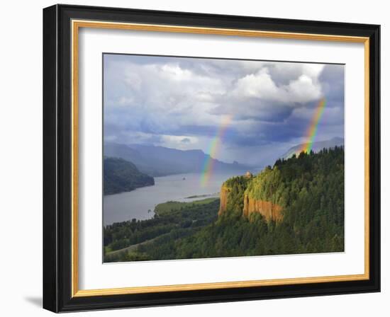 Double Rainbow over Vista House-Steve Terrill-Framed Photographic Print