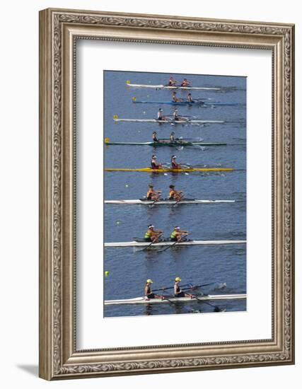 Double Scull Race, Maadi Cup Regatta, Lake Karipiro, Waikato, North Island, New Zealand-David Wall-Framed Photographic Print