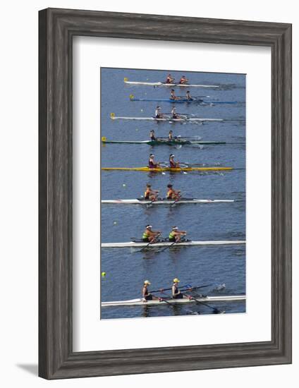 Double Scull Race, Maadi Cup Regatta, Lake Karipiro, Waikato, North Island, New Zealand-David Wall-Framed Photographic Print