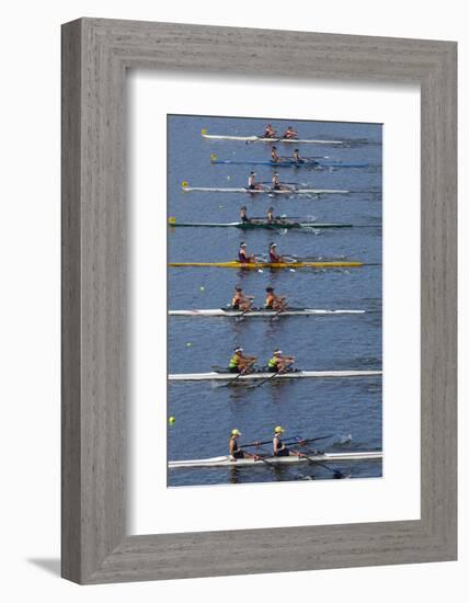 Double Scull Race, Maadi Cup Regatta, Lake Karipiro, Waikato, North Island, New Zealand-David Wall-Framed Photographic Print