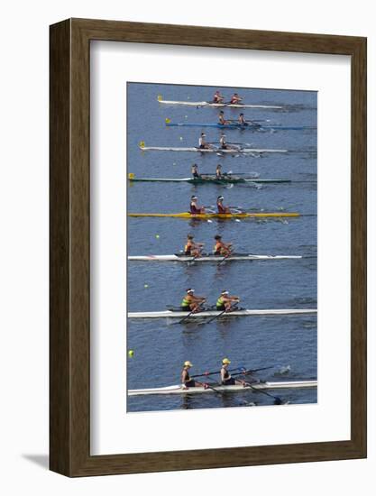 Double Scull Race, Maadi Cup Regatta, Lake Karipiro, Waikato, North Island, New Zealand-David Wall-Framed Photographic Print