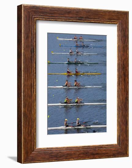 Double Scull Race, Maadi Cup Regatta, Lake Karipiro, Waikato, North Island, New Zealand-David Wall-Framed Photographic Print