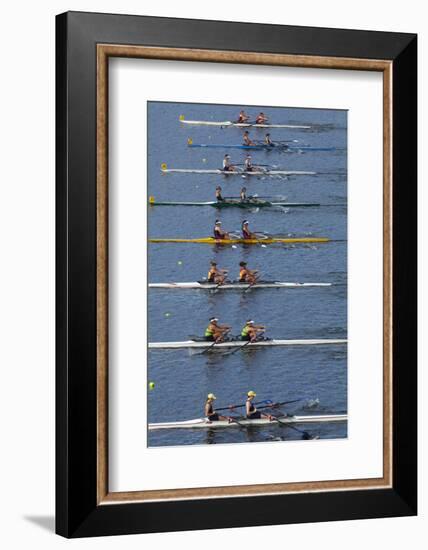 Double Scull Race, Maadi Cup Regatta, Lake Karipiro, Waikato, North Island, New Zealand-David Wall-Framed Photographic Print