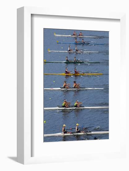 Double Scull Race, Maadi Cup Regatta, Lake Karipiro, Waikato, North Island, New Zealand-David Wall-Framed Photographic Print