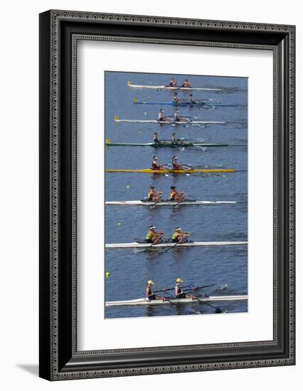 Double Scull Race, Maadi Cup Regatta, Lake Karipiro, Waikato, North Island, New Zealand-David Wall-Framed Photographic Print