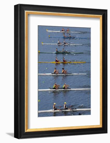 Double Scull Race, Maadi Cup Regatta, Lake Karipiro, Waikato, North Island, New Zealand-David Wall-Framed Photographic Print