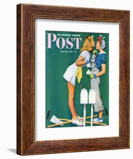 "Double Trouble for Willie Gillis" Saturday Evening Post Cover, September 5,1942-Norman Rockwell-Framed Giclee Print