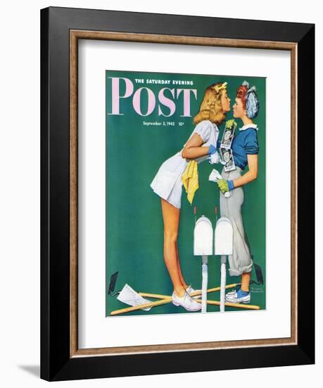 "Double Trouble for Willie Gillis" Saturday Evening Post Cover, September 5,1942-Norman Rockwell-Framed Giclee Print