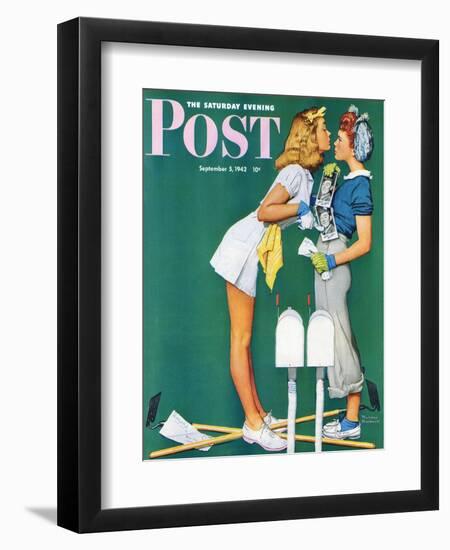 "Double Trouble for Willie Gillis" Saturday Evening Post Cover, September 5,1942-Norman Rockwell-Framed Giclee Print
