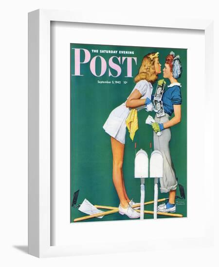 "Double Trouble for Willie Gillis" Saturday Evening Post Cover, September 5,1942-Norman Rockwell-Framed Giclee Print