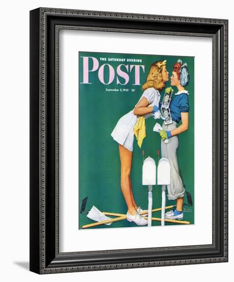 "Double Trouble for Willie Gillis" Saturday Evening Post Cover, September 5,1942-Norman Rockwell-Framed Giclee Print