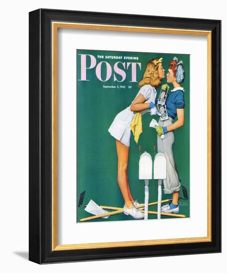 "Double Trouble for Willie Gillis" Saturday Evening Post Cover, September 5,1942-Norman Rockwell-Framed Giclee Print