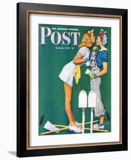 "Double Trouble for Willie Gillis" Saturday Evening Post Cover, September 5,1942-Norman Rockwell-Framed Premium Giclee Print