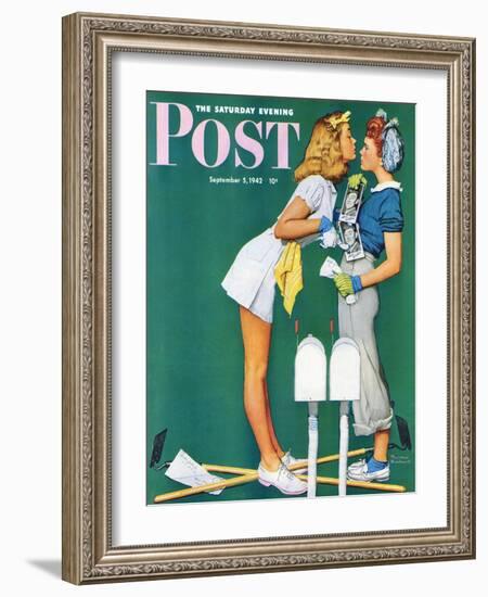 "Double Trouble for Willie Gillis" Saturday Evening Post Cover, September 5,1942-Norman Rockwell-Framed Giclee Print