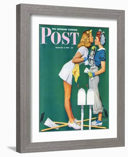 "Double Trouble for Willie Gillis" Saturday Evening Post Cover, September 5,1942-Norman Rockwell-Framed Giclee Print