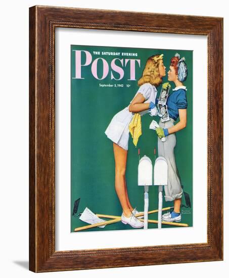 "Double Trouble for Willie Gillis" Saturday Evening Post Cover, September 5,1942-Norman Rockwell-Framed Giclee Print