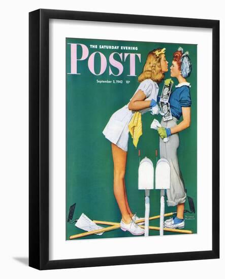 "Double Trouble for Willie Gillis" Saturday Evening Post Cover, September 5,1942-Norman Rockwell-Framed Giclee Print