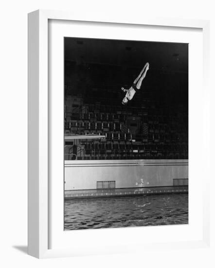 Double Twister Dive by Ohio State University Diver Miller Anderson, NCAA Swimmer of the Year-Gjon Mili-Framed Photographic Print