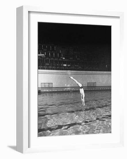 Double Twister Dive by Ohio State University Diver Miller Anderson, NCAA Swimmer of the Year-Gjon Mili-Framed Photographic Print